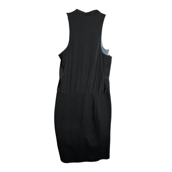 Tibi Asymmetric leather Wrap Dress size 0 black lamb leather and silk sleeveless - Picture 6 of 11
